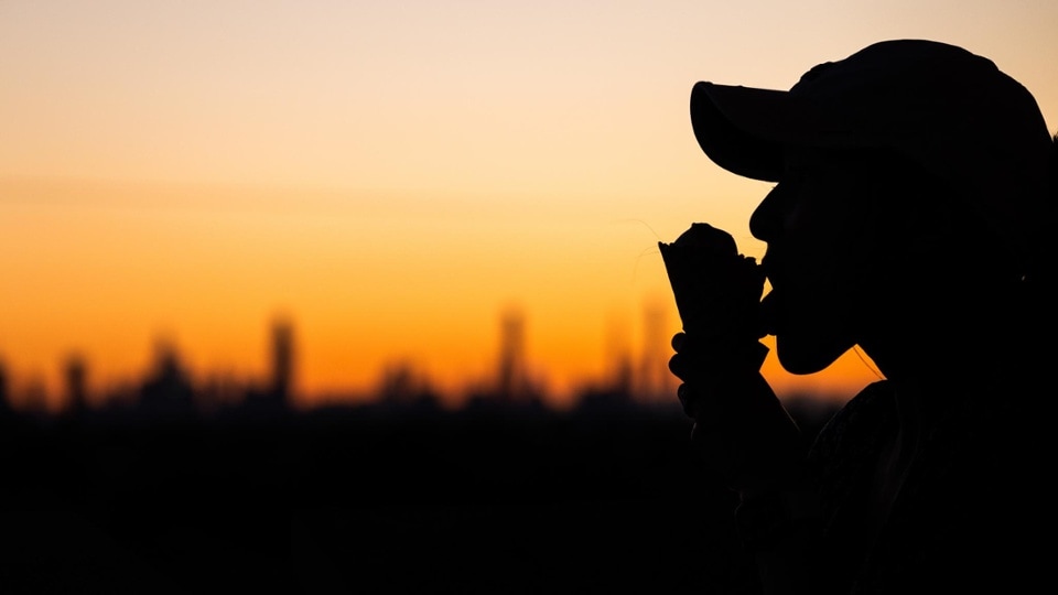 Fans enjoy the sunset around the grounds at the 2025 US Open on Monday, Aug. 25, 2025 in Flushing, NY. (Brian Friedman/USTA)