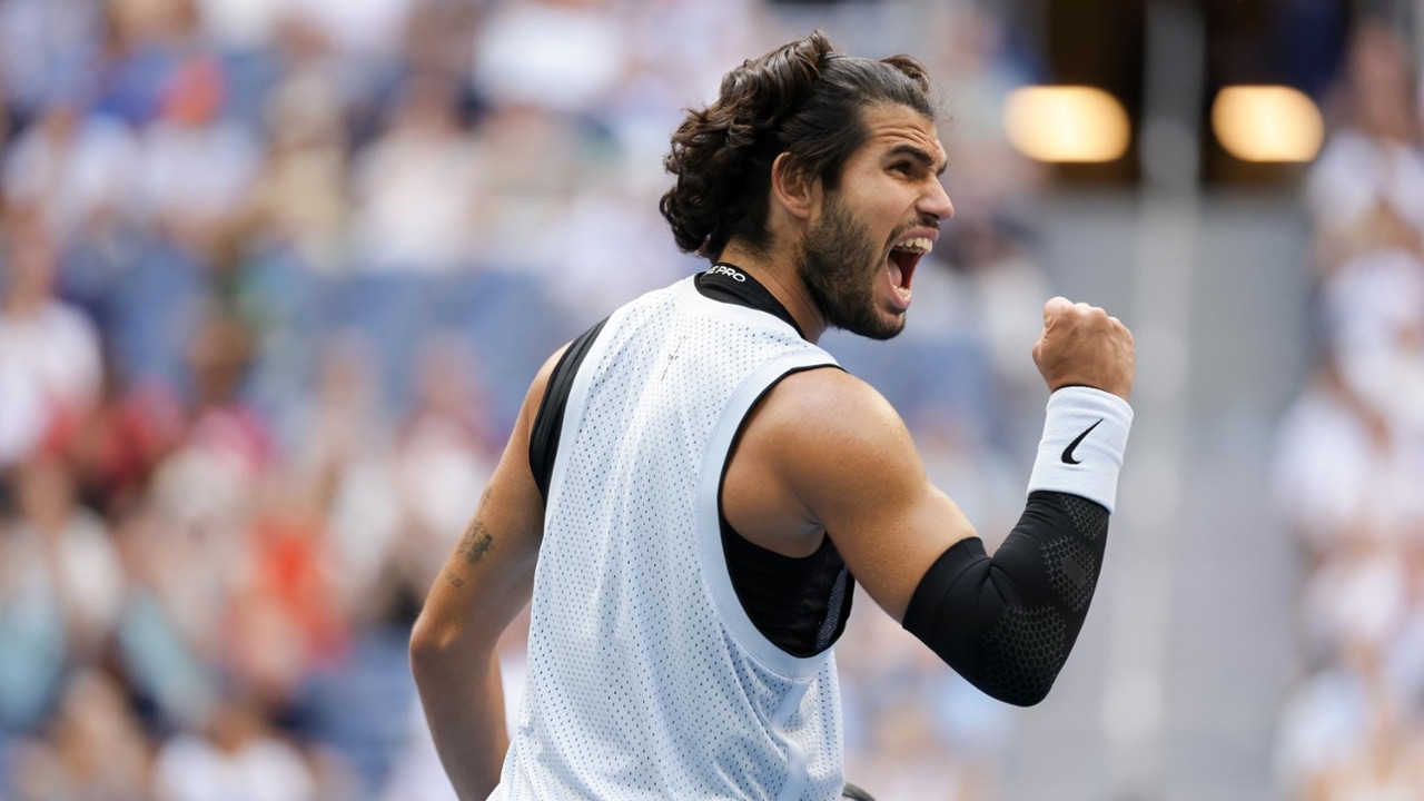 Carlos Alcaraz reacts after a Men's Singles match on Day Eight of the 2026 US Open at USTA Billie Jean King National Tennis Center on Sunday, September 6, 2026 in Flushing, NY. (Photo by Simon Bruty/USTA)