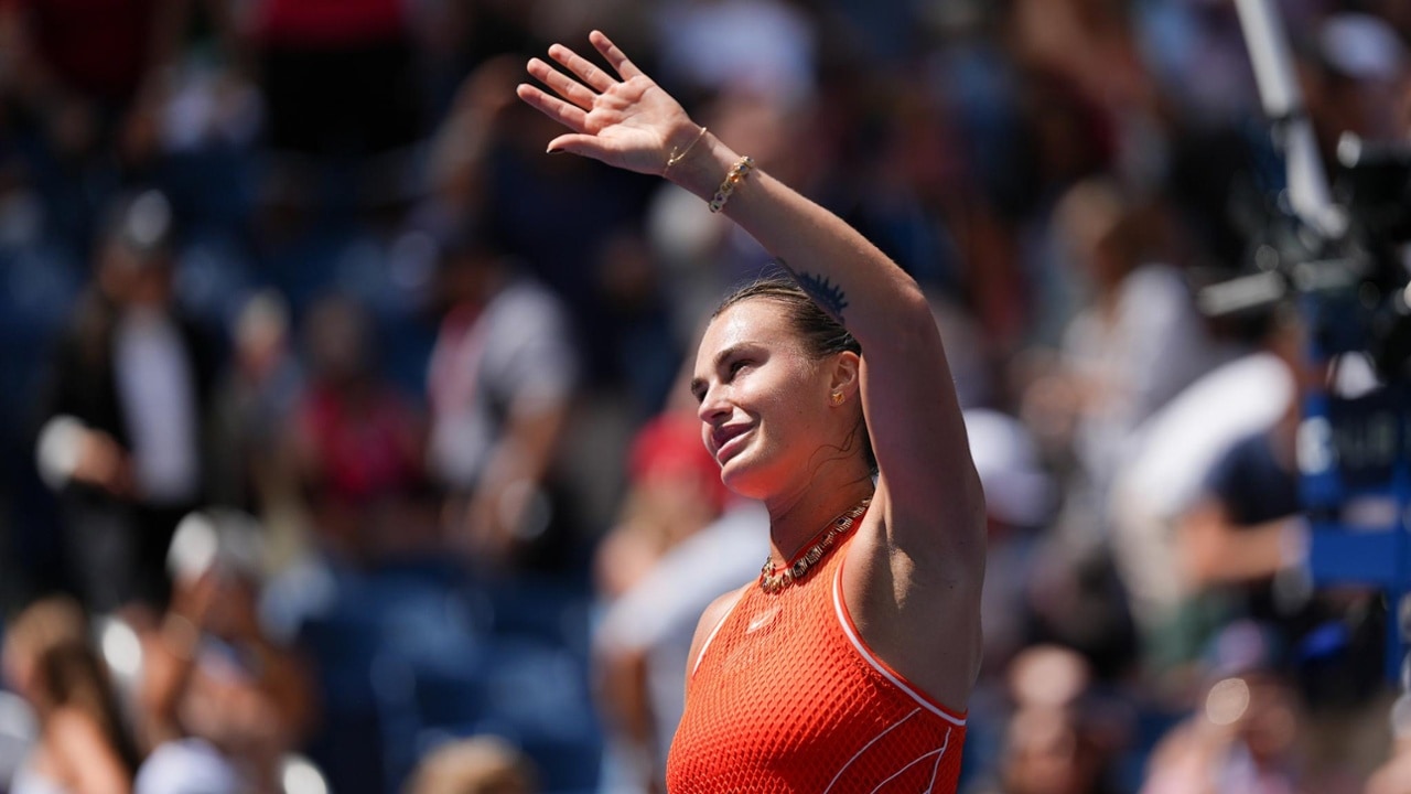 Aryna Sabalenka greets the crowd after a Women's Singles match on Day Two of the 2026 US Open at USTA Billie Jean King National Tennis Center on Monday, August 31, 2026 in Flushing, NY. (Photo by Darren Carroll/USTA)