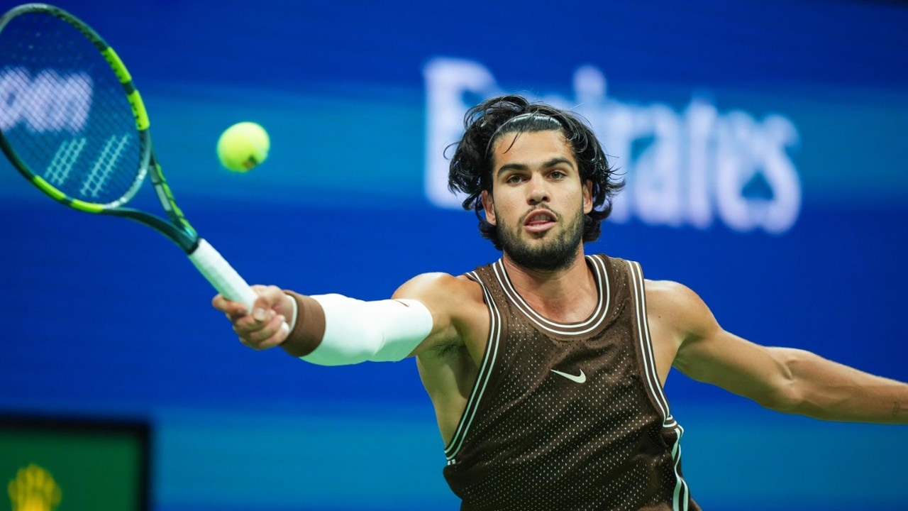 Carlos Alcaraz in action during a Men's Singles match on Day Four of the 2026 US Open at USTA Billie Jean King National Tennis Center on Wednesday, September 2, 2026 in Flushing, NY. (Photo by Garrett Ellwood/USTA)