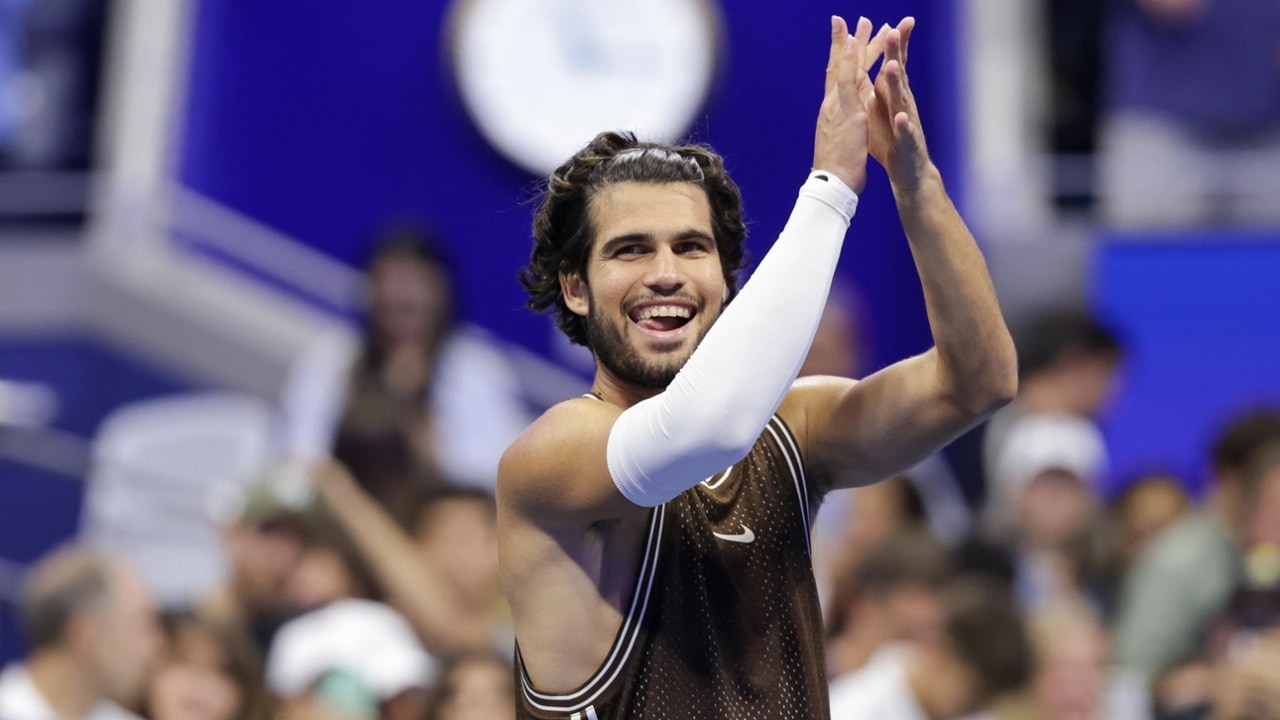 Carlos Alcaraz celebrates after winning his Men's Singles match on Day Four of the 2026 US Open at USTA Billie Jean King National Tennis Center on Wednesday, September 2, 2026 in Flushing, NY. (Photo by Simon Bruty/USTA)