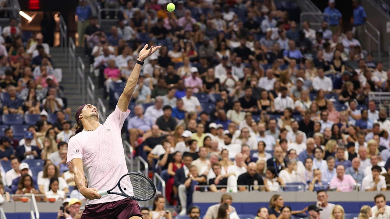Alexander Zverev serves during a Men's Singles match on Day Five of the 2026 US Open at USTA Billie Jean King National Tennis Center on Thursday, September 3, 2026 in Flushing, NY. (Photo by Dustin Satloff/USTA)