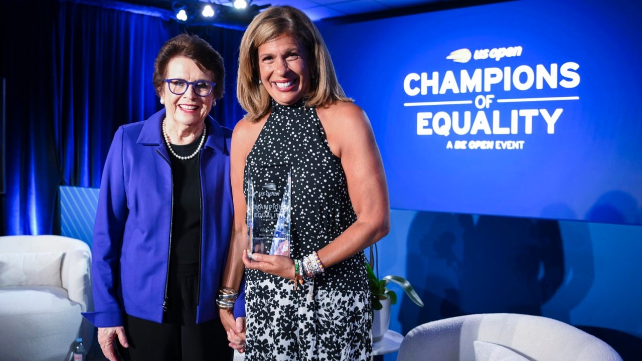 hoda kotb blue dress honored with Billie Jean King Champions of Equality Award at 2026 US Open | Official Site of the 2026 US Open Tennis Championships Size:4 (20) The forecast: 100% chance SaksLBDPromoAug2024 Wardrobe